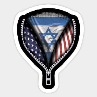 Isreali Flag  Israel Flag American Flag Zip Down - Gift for Isreali From Israel Sticker